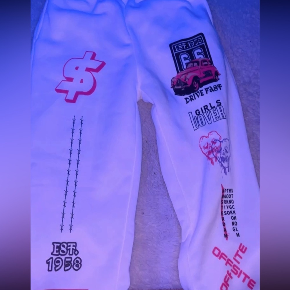 White n Pink Y2K Sweatpants
